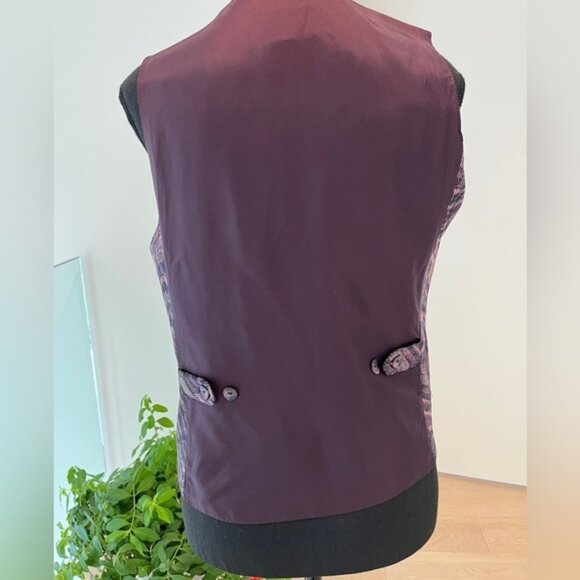 Northern Traditions Vintage Vest Purple Wavy Swirl Pattern Button Front Boho - Picture 2 of 8